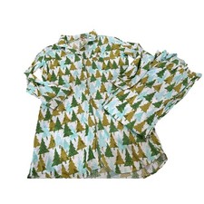 World Market Christmas Tree Pajamas Set Women's L XL 100 Cotton