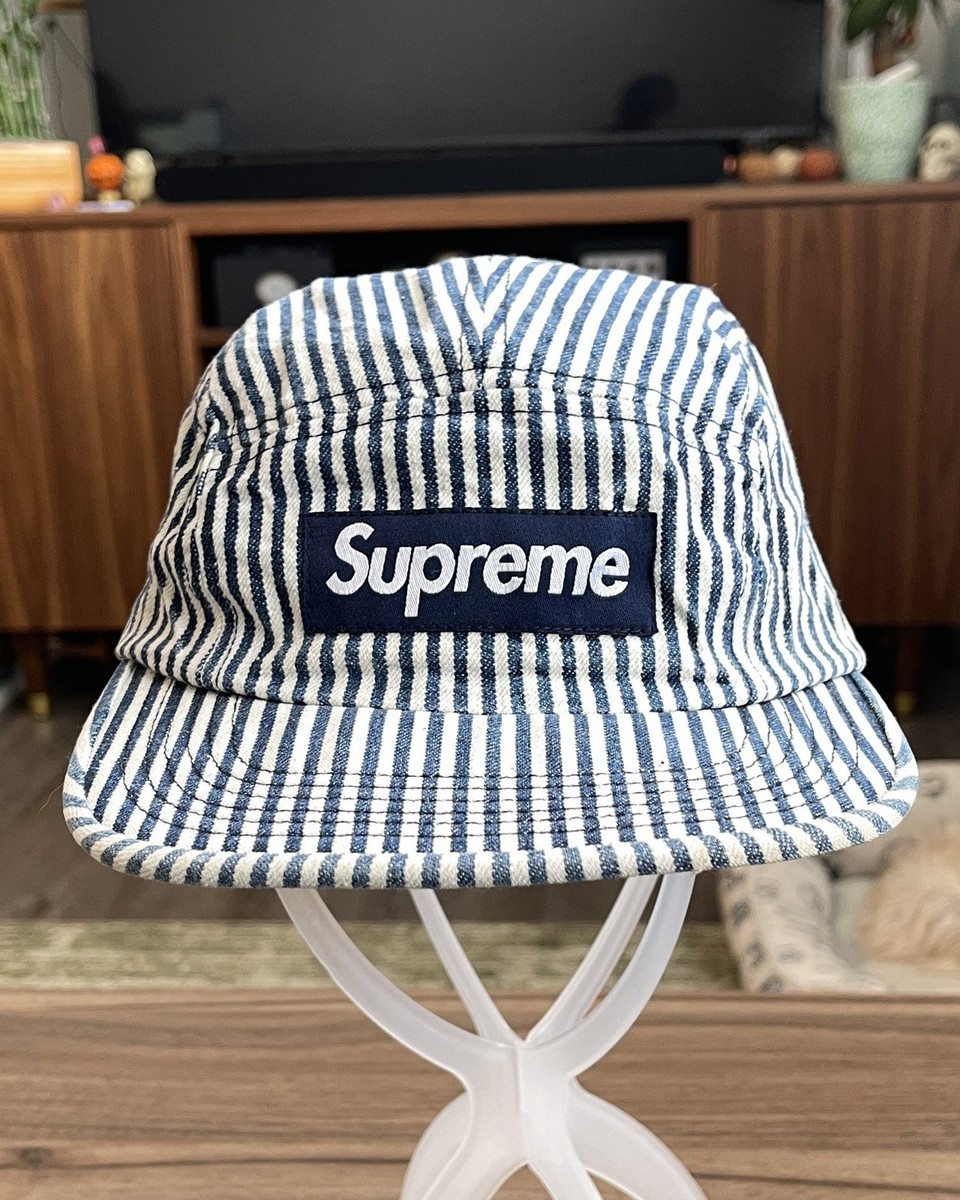 Supreme Denim Camp Cap Stripe 5 Panel Box Logo | eBay