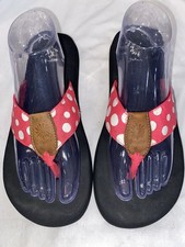 SZ 8-9 Yellow Box Flip Flops pink with dots straps foot bed 10 12 4" wide
