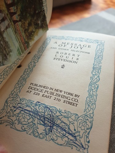 Robert Louis Stevenson's A Message of Joy Dodge Publishing NY 1913 Suede Leather - Picture 6 of 11