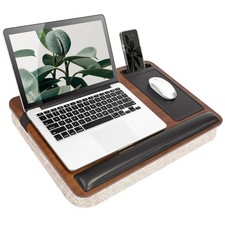 ROSSIE HOME Acacia Wood Lap Desk for 15.6 Laptop with Wrist Rest Phone Holder