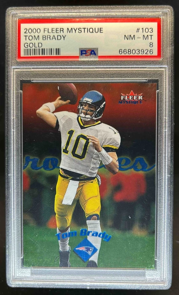2000 Fleer Mystique Tom Brady Gold дебютант RC NO103 Patriots PSA 8