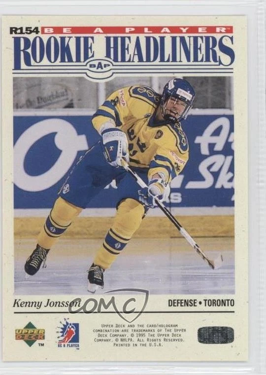 1994-95 Upper Deck Be a Player Rookie Headliners Kenny Jonsson #R154 - Image 2 of 2