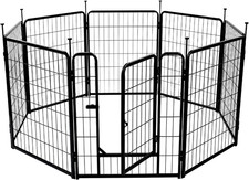 Dog Playpen, 8 Panels Metal Fence with Door, Foldable for Indoor and Outdoor Use