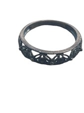 Sterling Silver 925 Filigree Marcasite Style Band Ring RJ Size 9 Vintage Floral