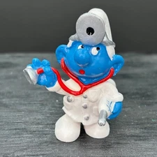 Smurfs 20037 Doctor Smurf Stethoscope Vtg Schleich Peyo Figure PVC Figurine