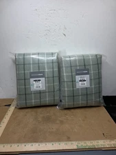 Qty: 2 Anaheim Cabin Plaid Curtain Window, Thermal 50"W x 95"L Rod Pocket, Green