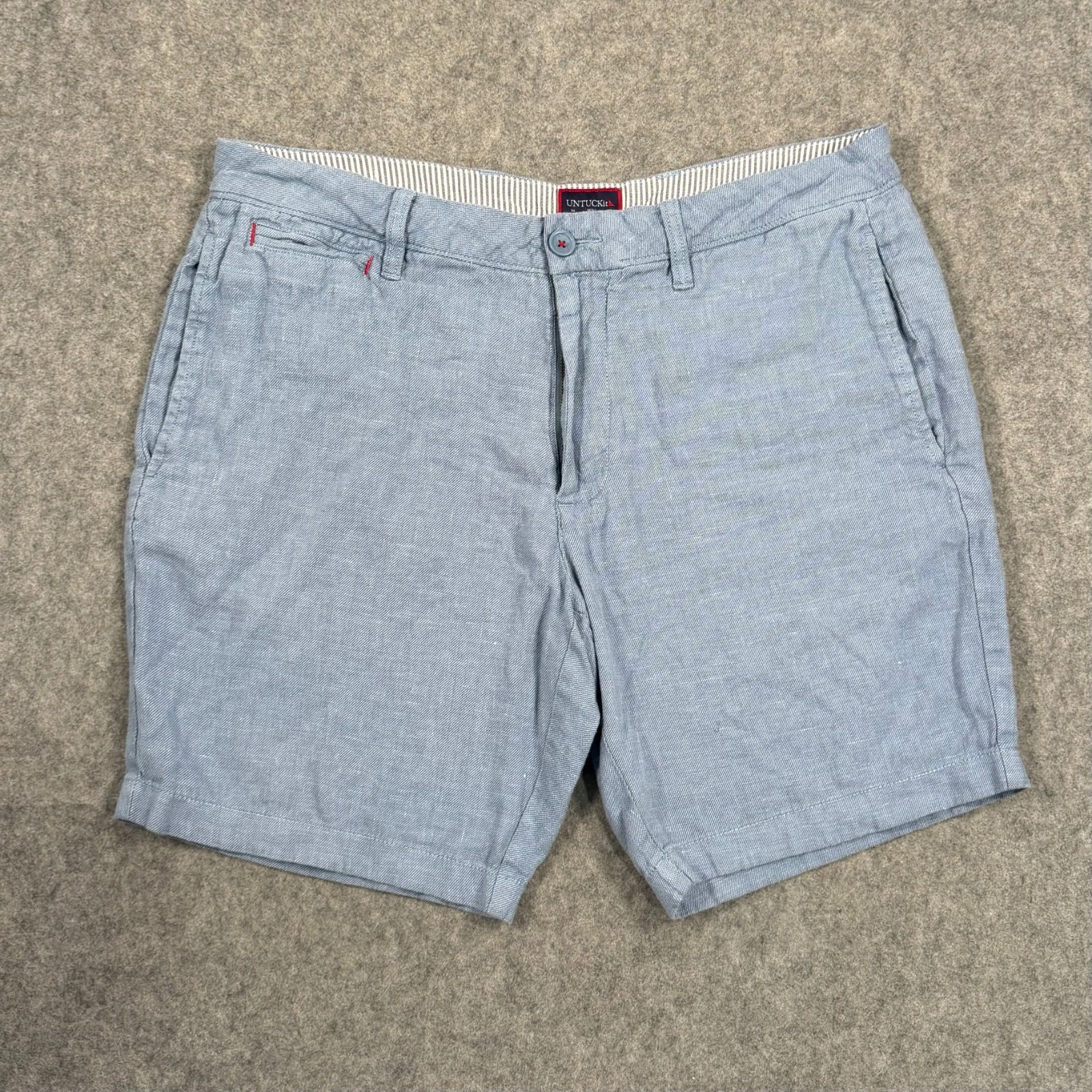 UNTUCKit Blue Linen Blend St. Julien Flat Front Chino Shorts Men's Size 34