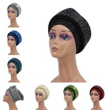 African Women Head Wrap Cap Turban Auto Gele Headtie Hot Drill Wedding Party Hat