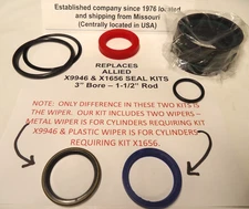 Replaces ALLIED X9946 & X1656 Cylinder Seal Kit (3" bore X 1-1/2" Rod)