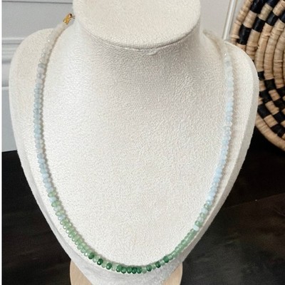 Second Bloom Studio Blue Green Ombre Agate Necklace 16.75'' + Extender Gold