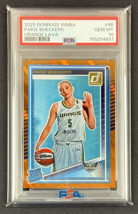 Paige Bueckers *PSA 10* 2025 Donruss WNBA Rated Rookie #86 Orange Lava # 050/199 view 5