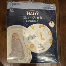 HALO SleepSack Swaddle TOG 1.5 Cotton 0-3 Months Safari Jungle Animals