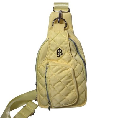 Julia Buxton Yellow Quilted Nylon Sling Bag Crossbody Backpack Purse NWT Travel 