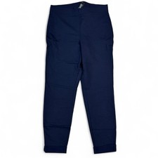 HUE Fleece Lined High Waist Ponte Leggings Cuffed Womens Size M Navy Blue NWT