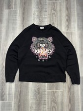 Sudadera Kenzo Paris Tiger Bordada Cuello Redondo Negra Mujer Talla L