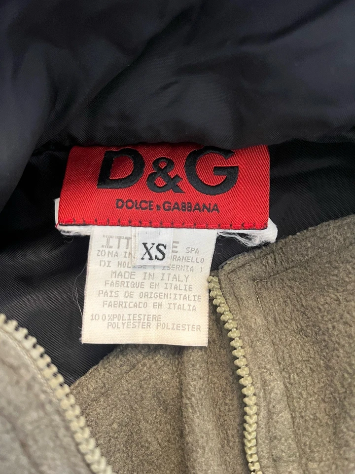 Chaqueta ajustada vintage D&G Dolce & Gabbana verde recortada polar XS bolsillo frontal Foto 4 de 4