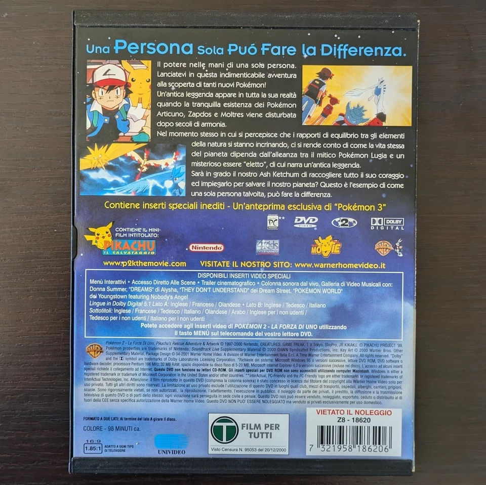 POKEMON 2 LA FORZA DI UNO DVD SNAPPER EDIZIONE ITALIANA - Immagine 2 di 4