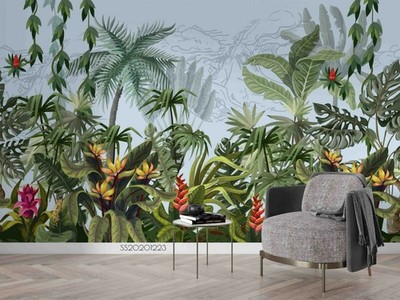 3D Tropic Rain Forest Wallpaper Wall Mural Removable Self-adhesive 90