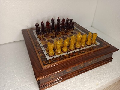 Amber chess, chess set made from natural amber, exclusive gift