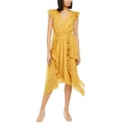 INC NEW Women's Metallic Floral Burnout Ruffled Asymmetric Dress TEDO
