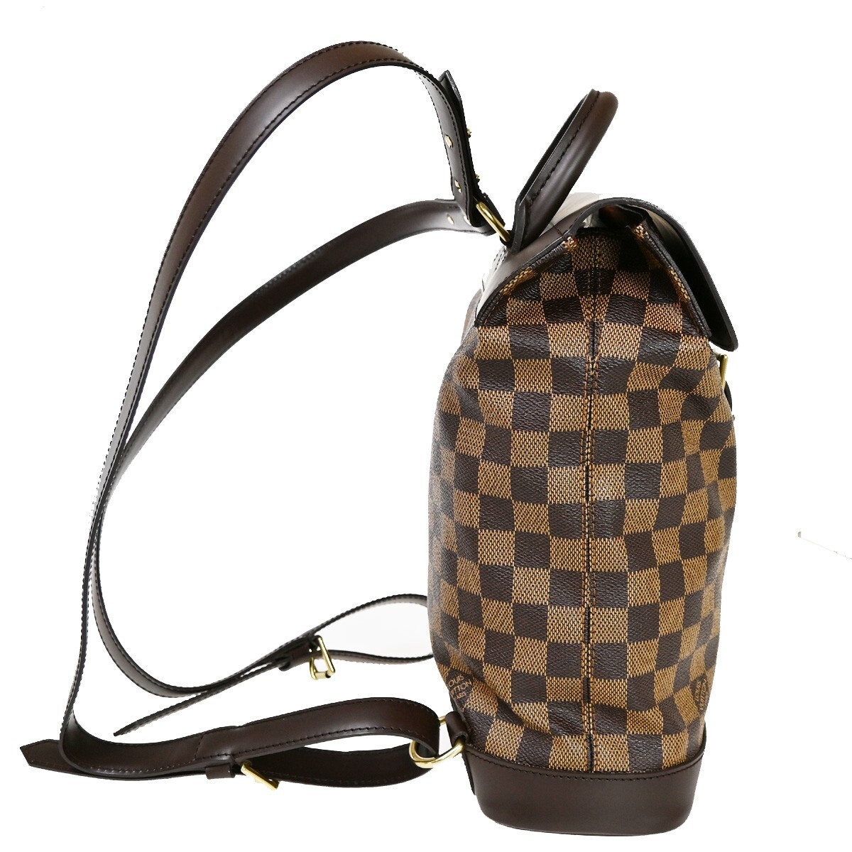 LOUIS VUITTON Logo Soho Backpack Bag Damier Ebene Leather