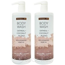  2-PACK TRANQUIL SPA Oatmeal  Coconut w/ Hemp Oil Gel Body Wash JUMBO 32 oz