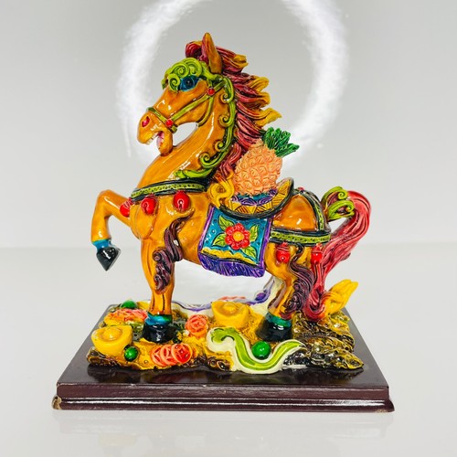 Tang Horse Statue Colored Polystone Figurine Feng Shui Home Decor 5''