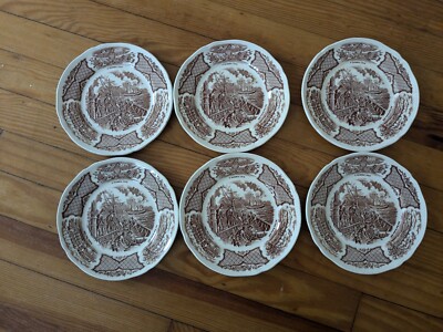 Vintage Alfred Meakin China Fair Winds Brown 7'' Bread Butter Plate Dish England 