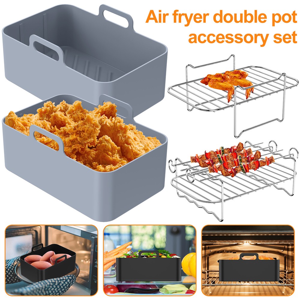 Air Fryer Accessories Set w/ Air Fryer Silicone Pot and Stainless Steel❦
