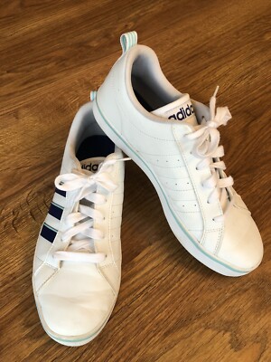 Adidas Womens Neo VS Pace Sneakers White Blue B74540 Low Top Lace Up Shoes  M