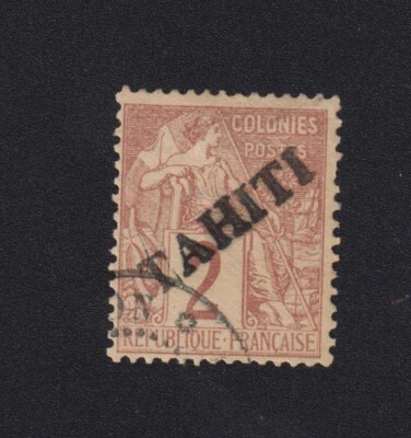 Timbre Tahiti colonie Française surchargé N° 8 2 c Sage oblitéré ❤️❤️❤️❤️❤️❤️❤️ - Photo 1/2