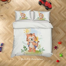 3D Tiger Plant Cartoon Kids Quilt Cover Set Duvet Cover Bedding Pillowcases
