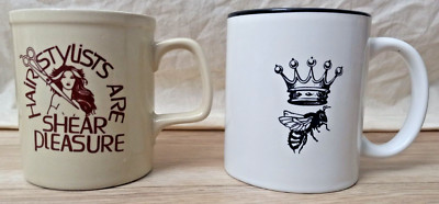 2x Hair Stylist King Queen Bee Shear Pleasure MUG