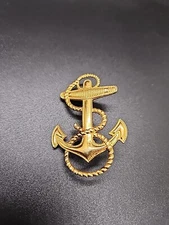 US Navy Fouled Anchor Gold Filled 1/20 10K Hat Crest Pin  1-7/8