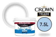 Crown Matt Emulsion Pure Brilliant White Wall & Ceiling Paint 7.5L