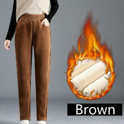 Pantalon Femme Hiver Polaire Doublé - Taille élastique Avec Cordon - Chaud Et Confortable Pour La Maison - 4