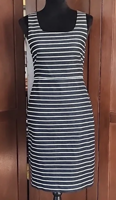 THE LIMITED Black White Stripe Denim Fitted Sleeveless Pencil