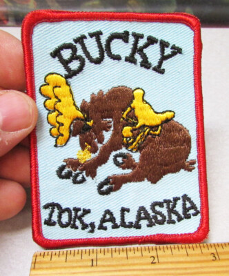Tok Alaska embroidered patch, Bucky the Moose, hard to find Alaska collectible