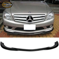 Fits 08-11 Benz W204 C Class GH Style Gloss Black Front Bumper Lip ABS