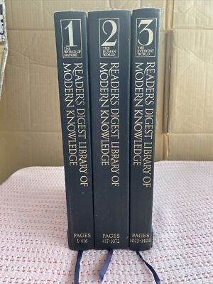 Readers Digest Library Of Modern Knowledge 3 Volumes 1979 With Shelf Stand