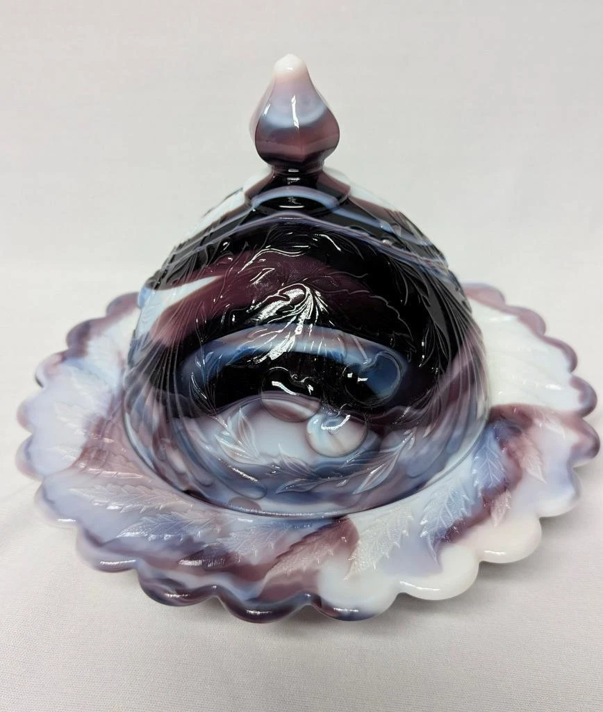 L. G. Wright Purple Marble Cherry Butter Dish
