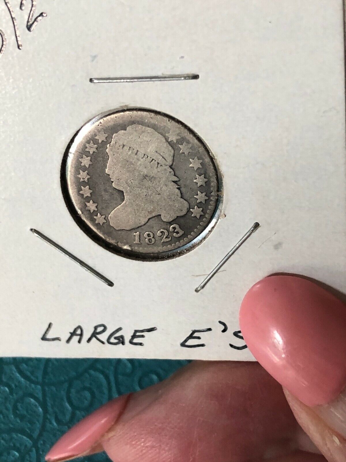 1823 Over 2 Capped Bust Dime, Large E's, Nice