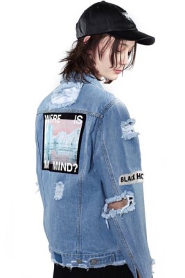 BTS KAWAII NATION K-POP Where Is My Mind Patch Distress Jean Denim