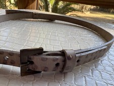 ADA Collection Belt Women Small Leather Tan Bow Skinny Metallic Bronze Polka Dot