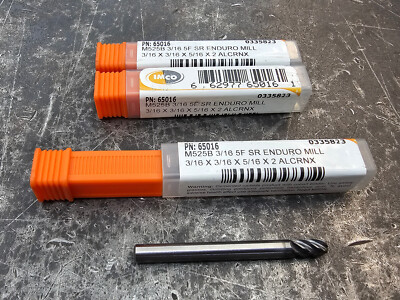 Qty 1 IMCO M525B 3/16'' .188'' Ø 5/16'' DOC 2'' OAL 5FL 65016 Carbide Ball End Mill