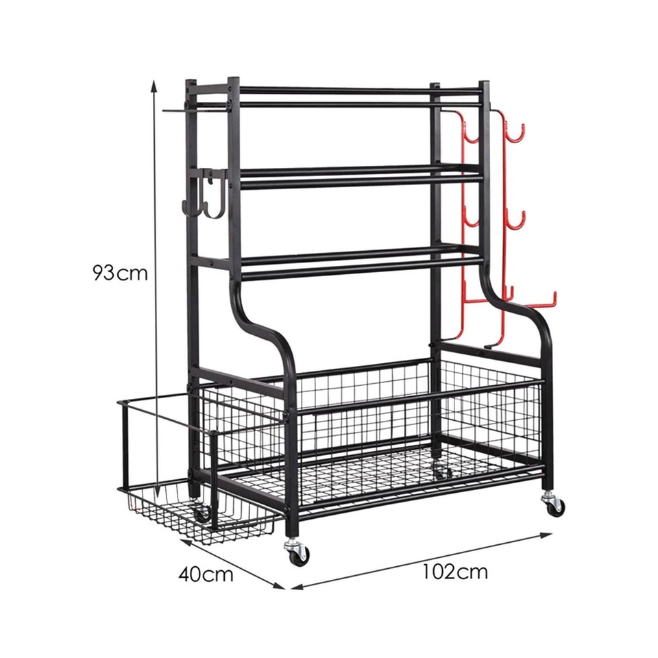 Home Gym Equipment Storage Rack Yoga Mat Storage Rack with Hooks Space