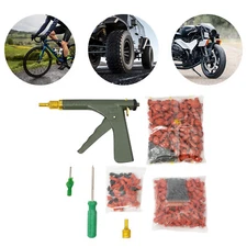 Tubeless Tire Tyre Puncture Repair Tool w/ Tire Mushroom Plugs Vacuum Gun Kit