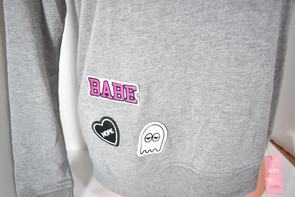 Top de pijama gris parches Jenni by Jennifer Moore para mujer talla mediana nuevo con etiquetas Foto 2 de 4