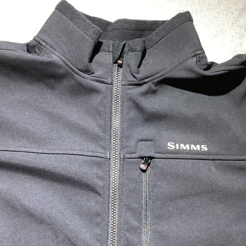 Simms Men's Black Soft Shell Fleece Lined Full-zip Hooded Fishing Jacket XL - Picture 3 of 15